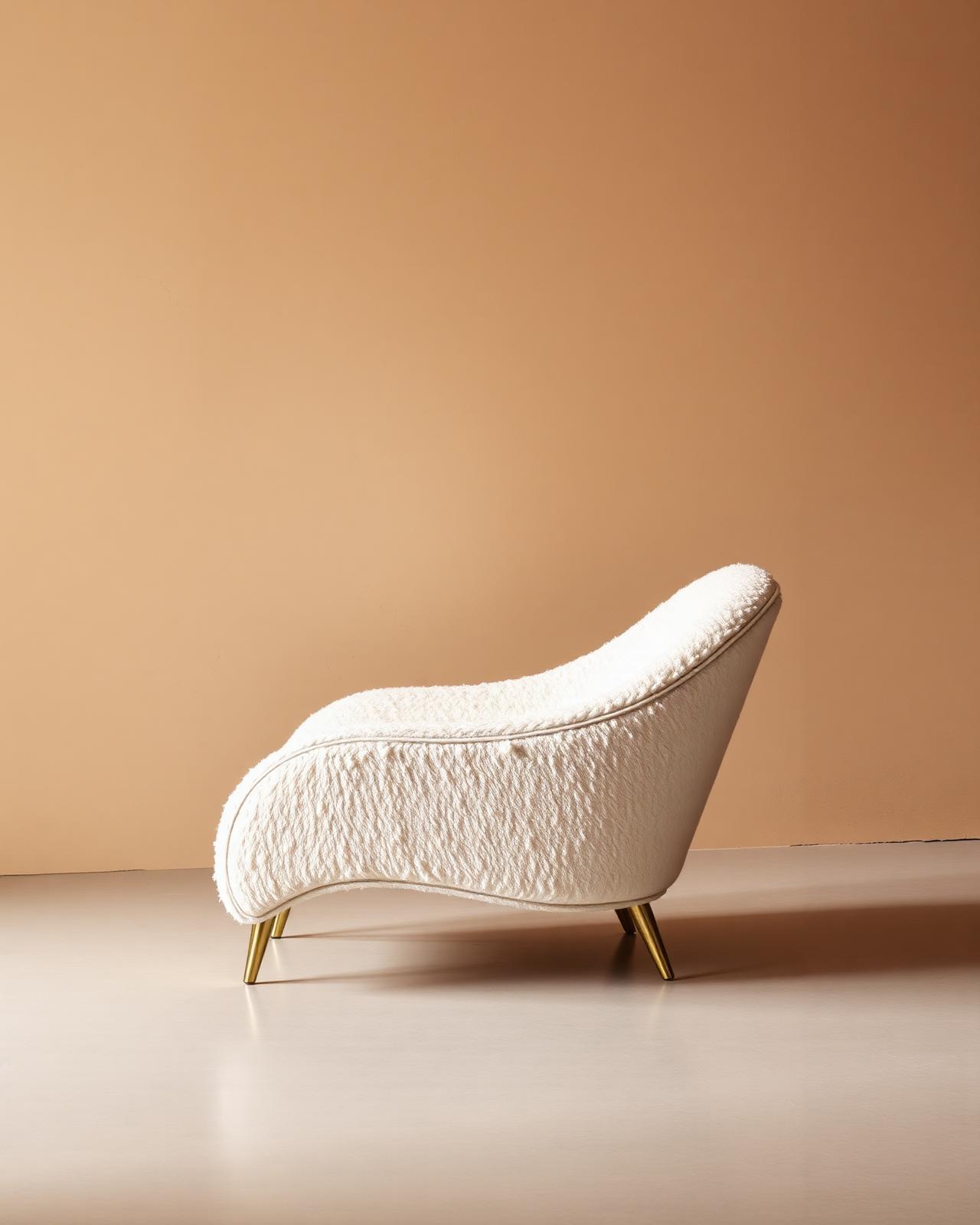 Sculptural boucle lounge chair